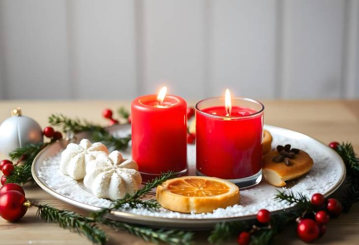 Festive Glow Red Christmas Candlestick and Seasonal Aromas